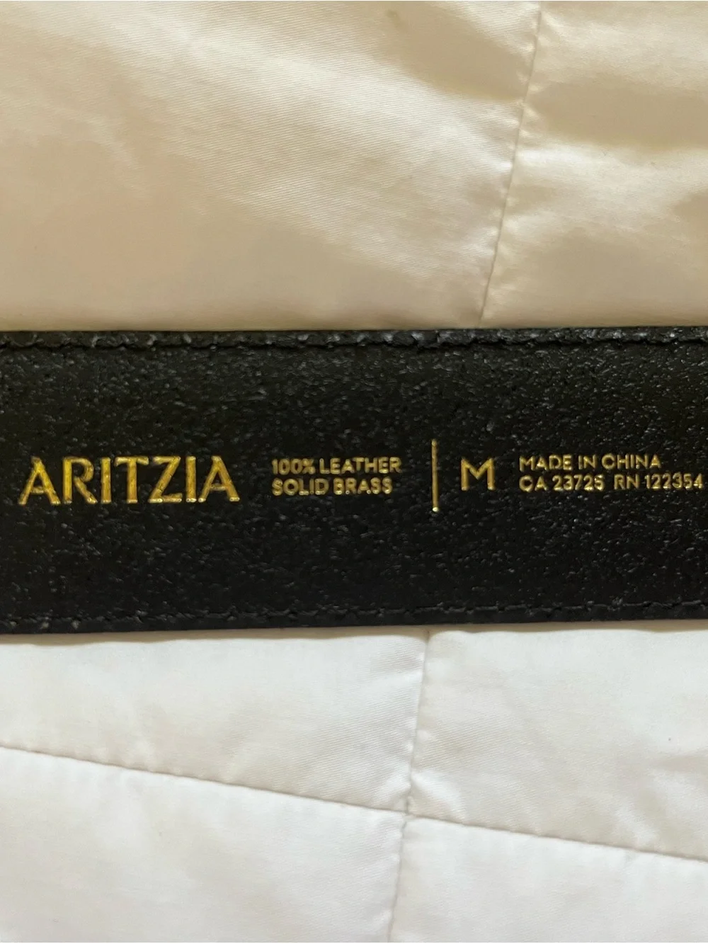 Aritzia 100% Leather Black Belt with Solid Brass Gold Buckle Size Medium